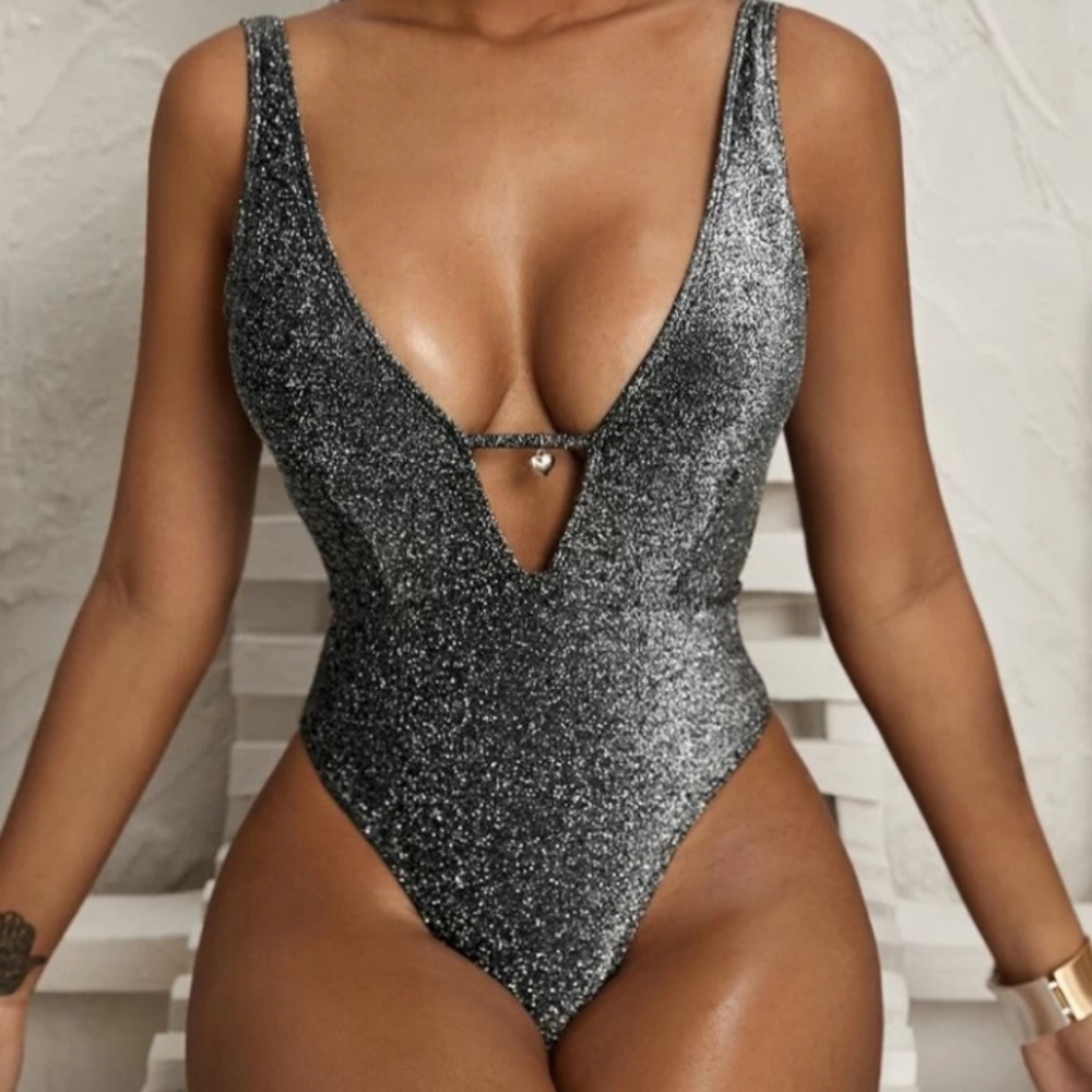 Sparkly open back one piece swimsuit